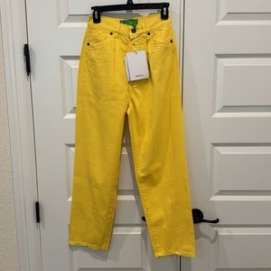 NWT Sandrine Rose x Free People Yellow Wide Leg Pant Size 24
